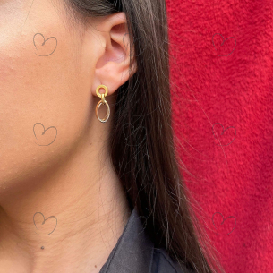 Brinco Tricolor com Elos em Ouro 18k