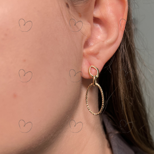 Brinco Navete com Diamantado Ouro 18k