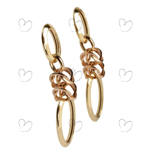 Brinco Bicolor Elos Trabalhados Ouro 18k