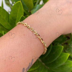 Pulseira Bailarina Grossa 19cm Ouro 18k
