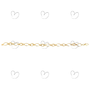 Pulseira Elos Ovais Lisos e Diamantados Ouro 18k