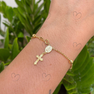 Pulseira Portuguesa Terço Ouro 18k