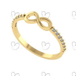 Anel Infinito com Zircônias no Aro Ouro 18k