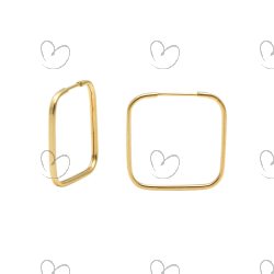Brinco Argola Quadrado 1,5cm x 1,5cm Fino Ouro 18k