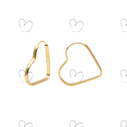 Brinco Argola Coração 1,3cm x 1,3cm Ouro 18k