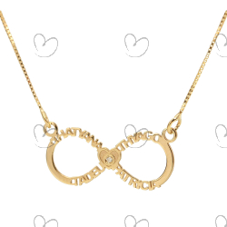 Gargantilha Infinito com Quatro Nomes Personalizados Ouro 18k