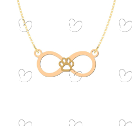 Gargantilha Pet Infinito com Patinha Ouro 18k