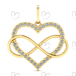 Pingente Coração com Infinito Ouro 18k