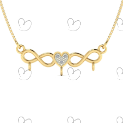Pingente Canga com Coração e Infinito com Diamante Ouro 18k
