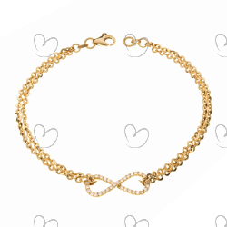 Pulseira Bailarina Dupla com Infinito Cravejado Ouro 18k