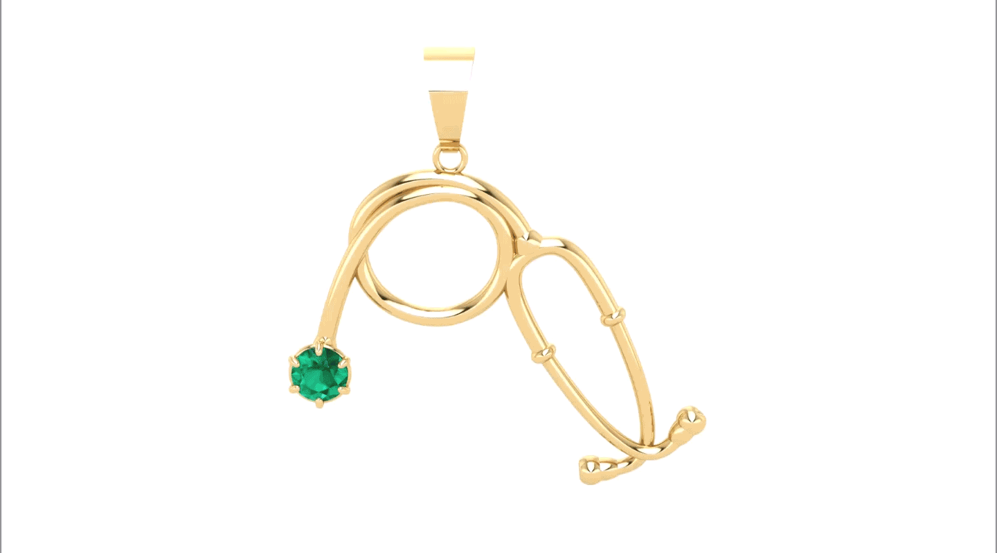 Pingente Profissão Estetoscópio Grande Ouro 18k