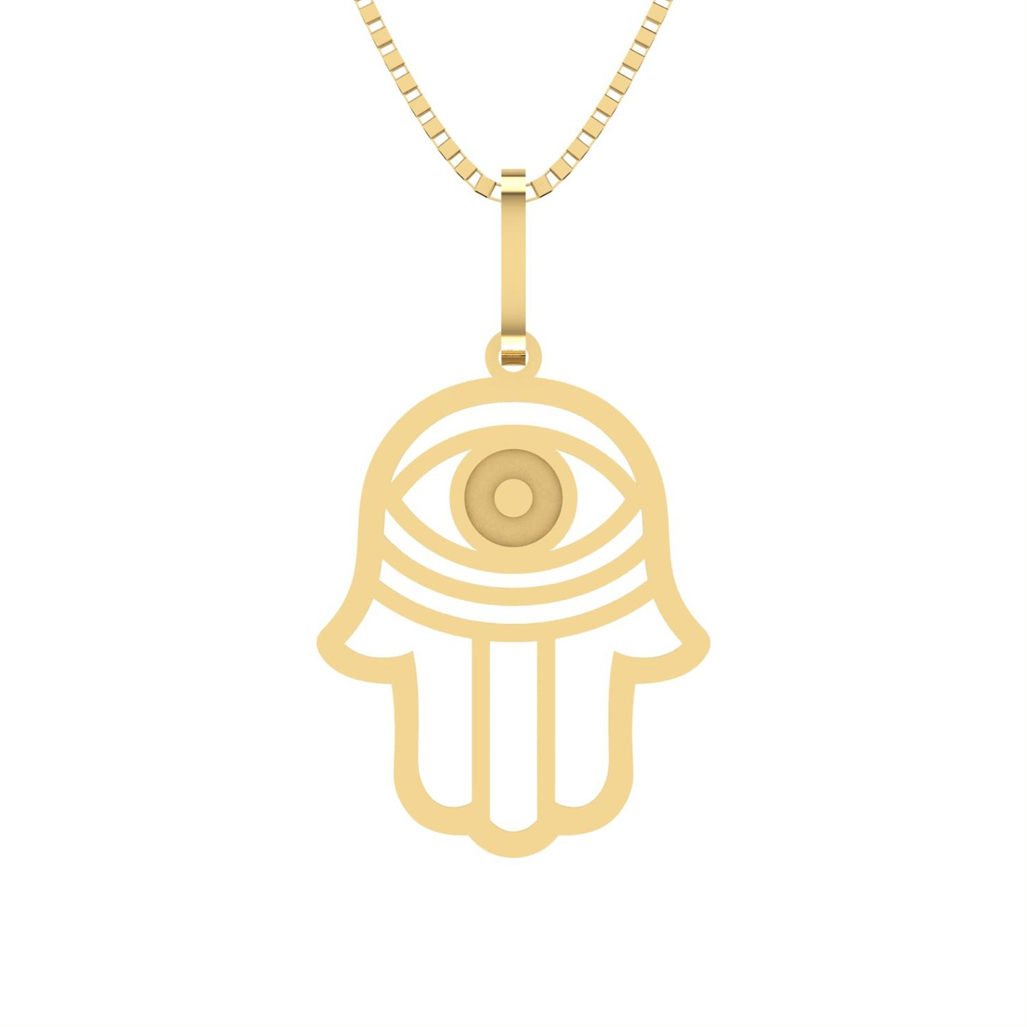 Pingente Mão de Fátima com Detalhe Fosco Ouro 18k