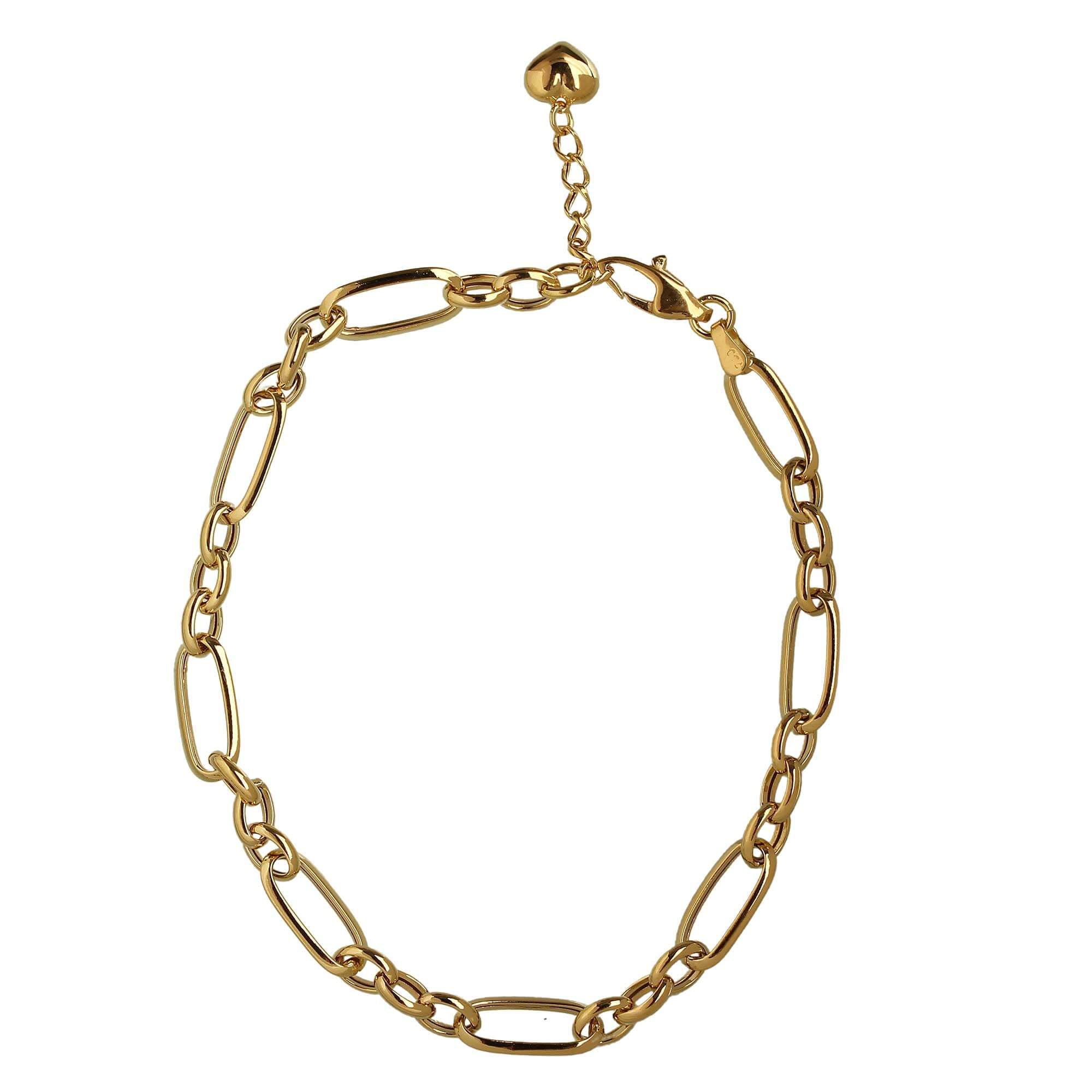 Pulseira Três Elos Intercalados Ouro 18k