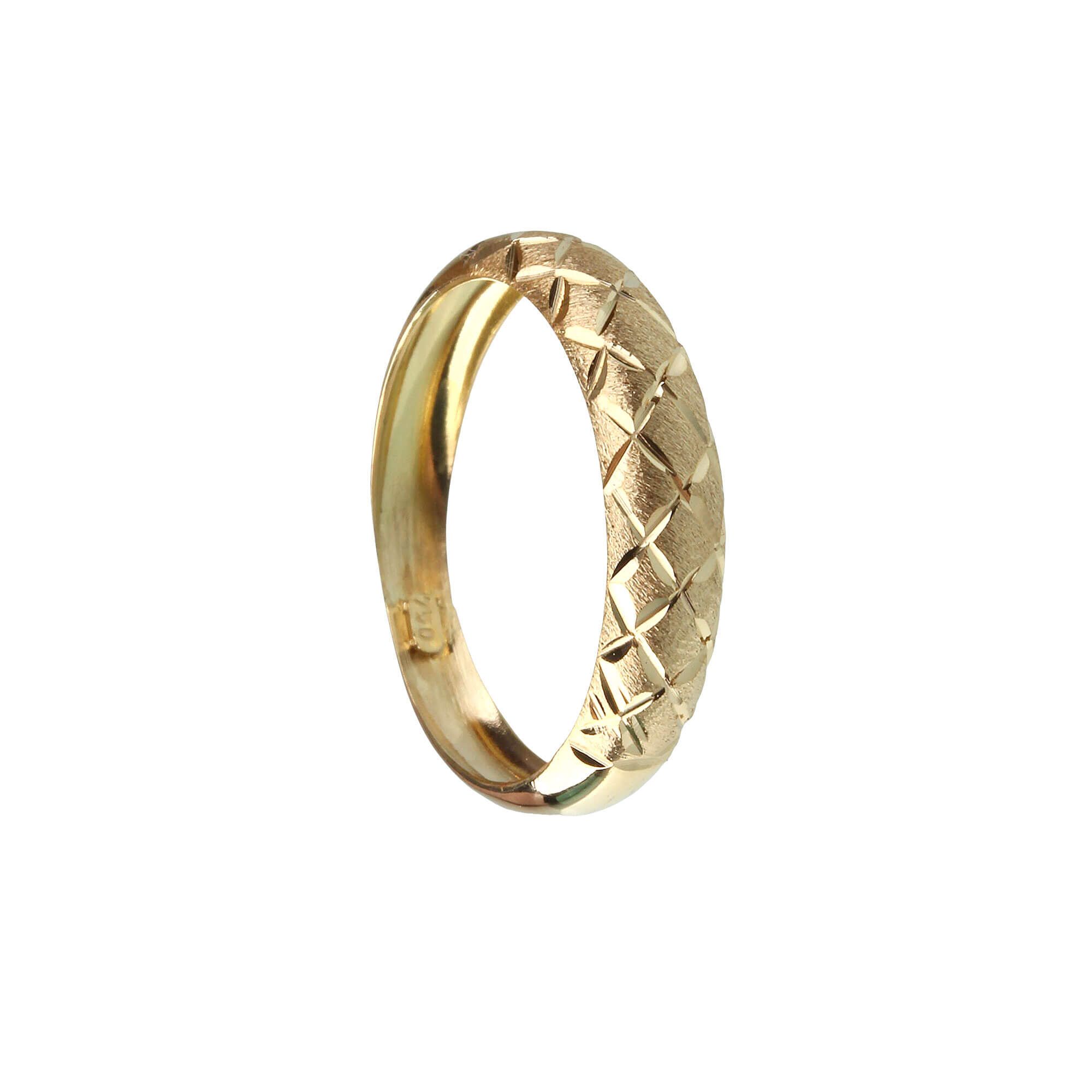 Anel Aparador com Detalhe Diamantado Modelo Banana Ouro 18k