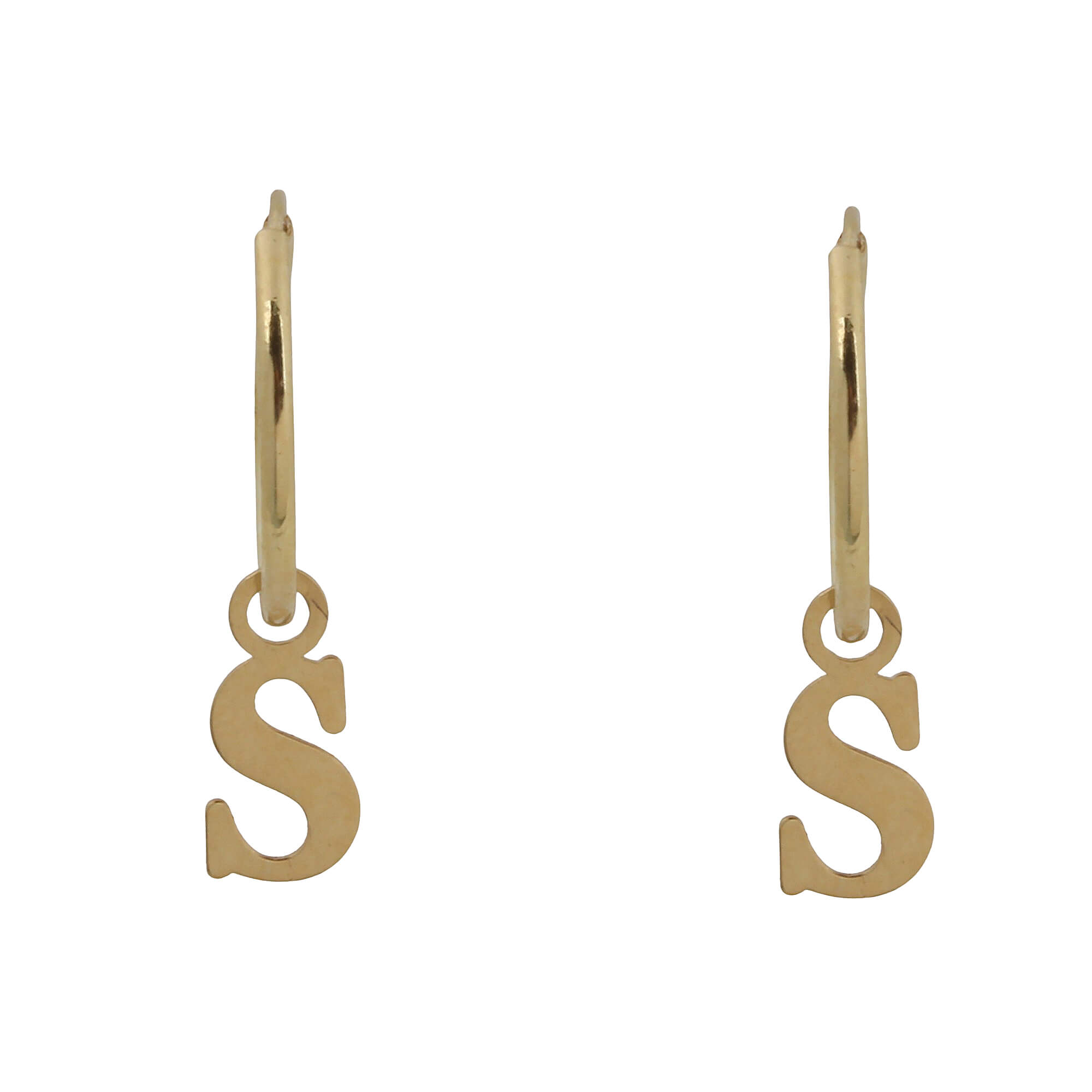 Brinco Argola Oco 0.9mm Letra Personalizado Ouro 18k