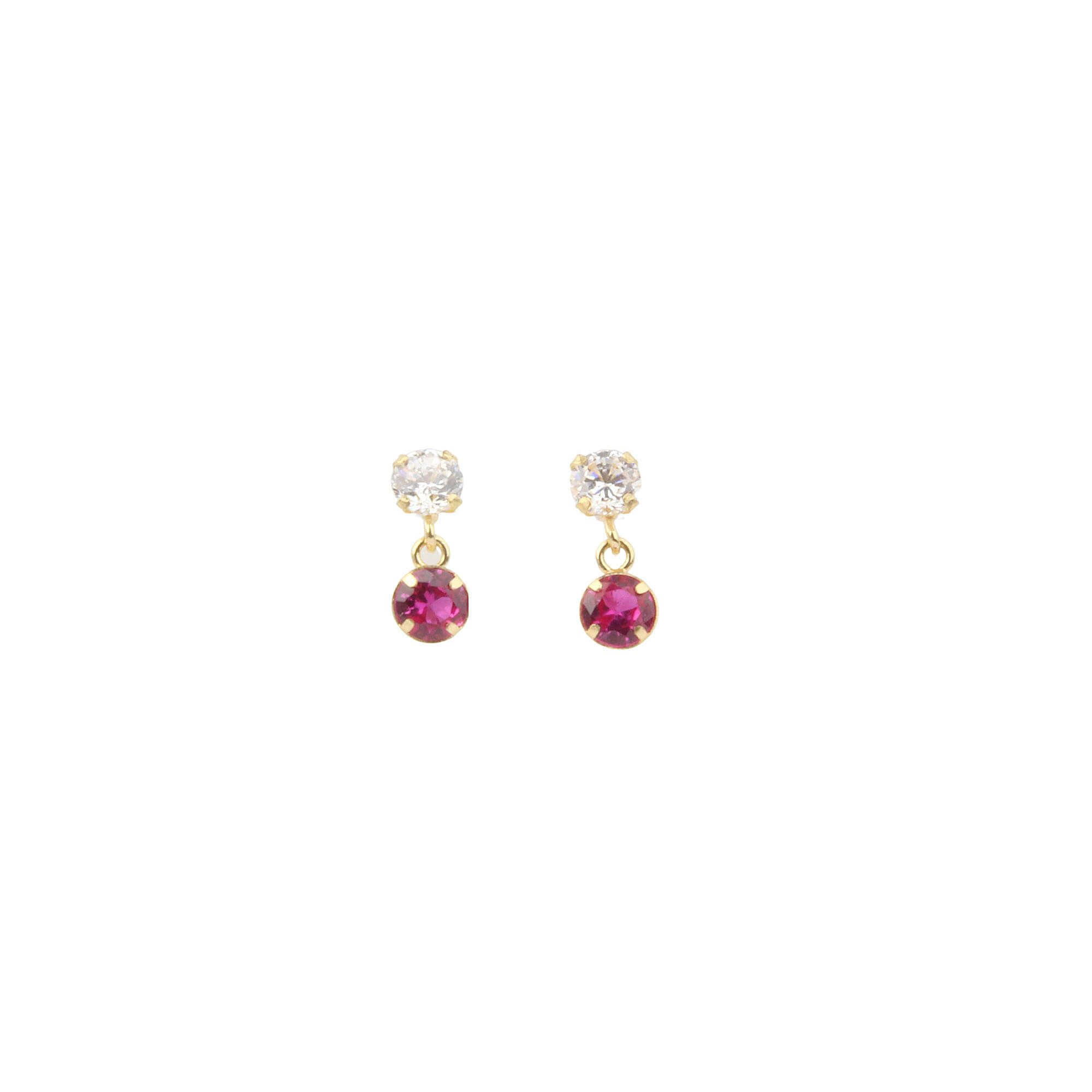 Brinco Baby Zircônia 3mm Pendurada Ouro 18k