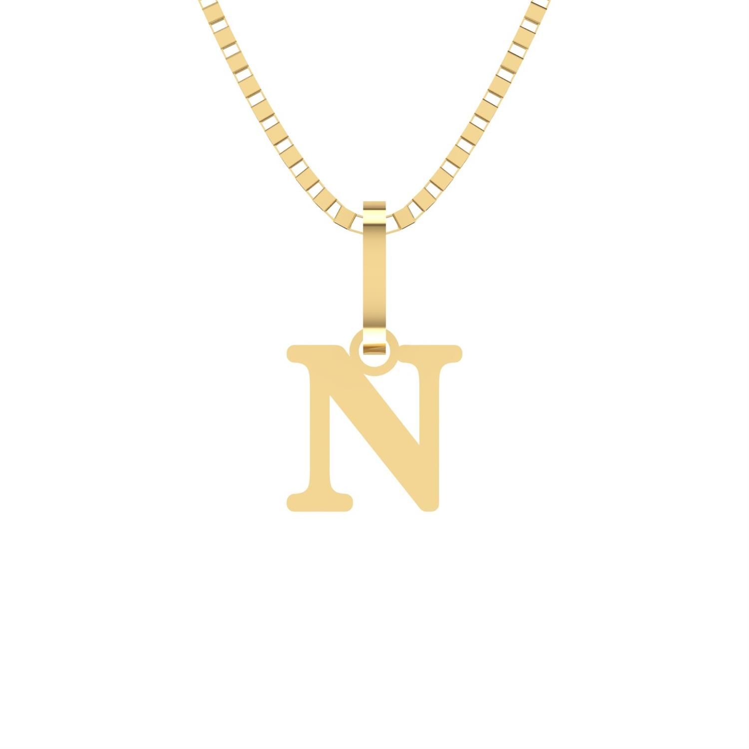 Pingente Letra N Pequena Ouro 18k
