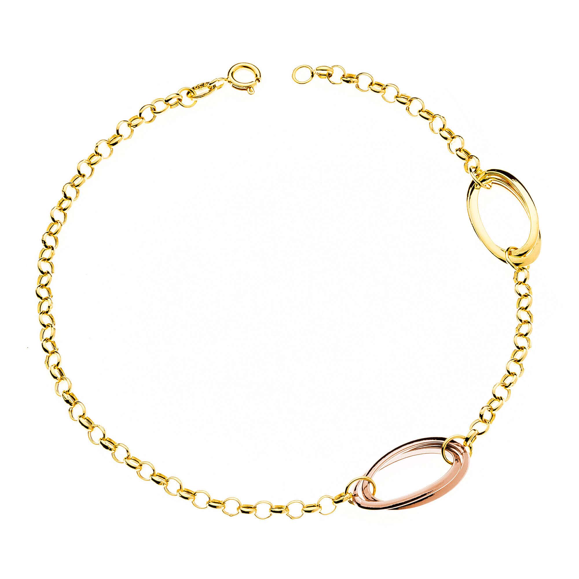 Pulseira Mix de Malhas Elos Grandes 20cm Ouro 18k