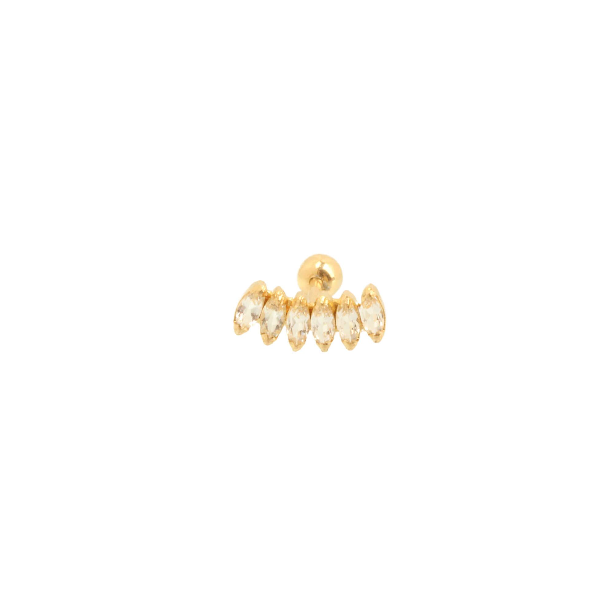 Piercing Cravejado com Pedras Navete Ouro 18k