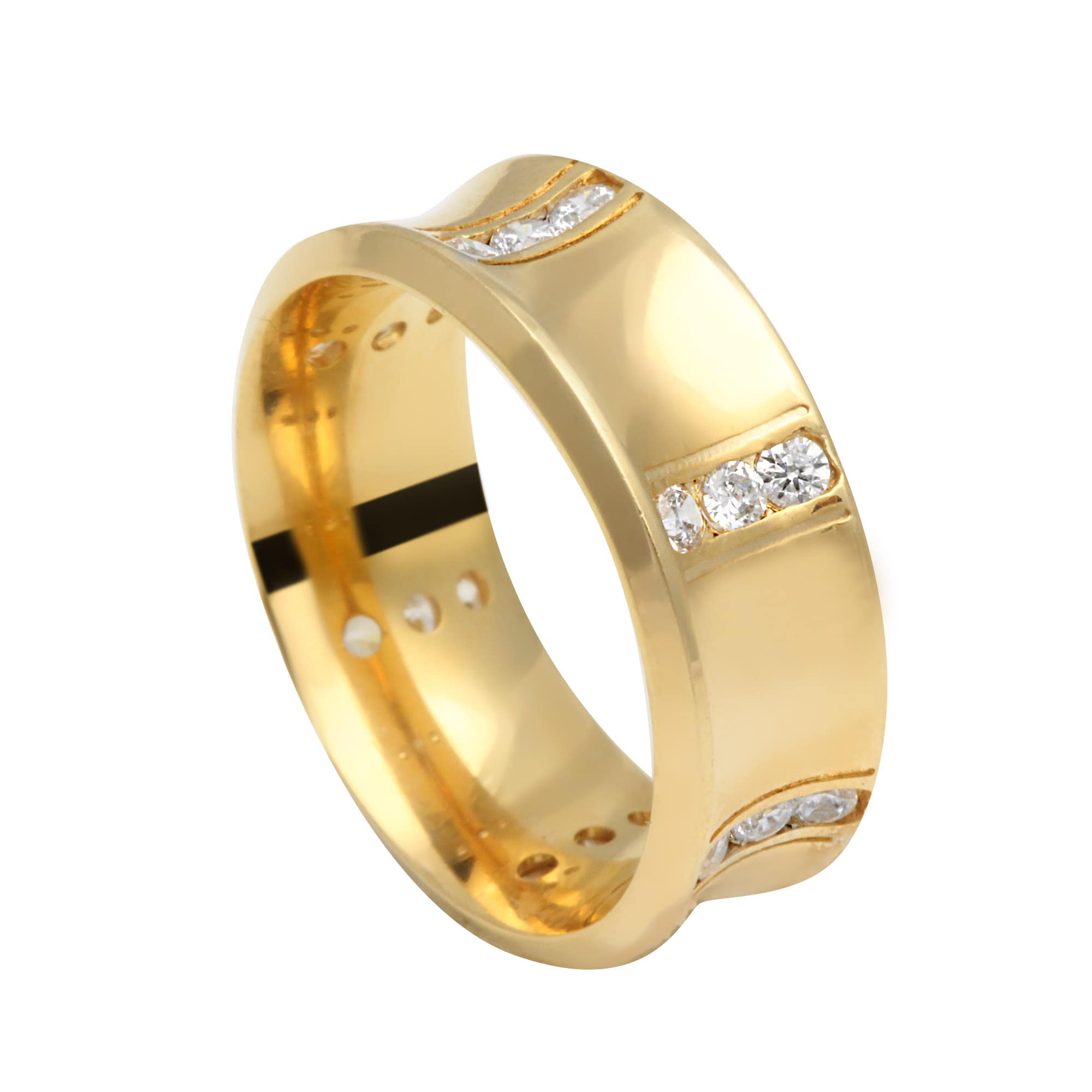 Aliança Comfort com Pedras Ouro 18k