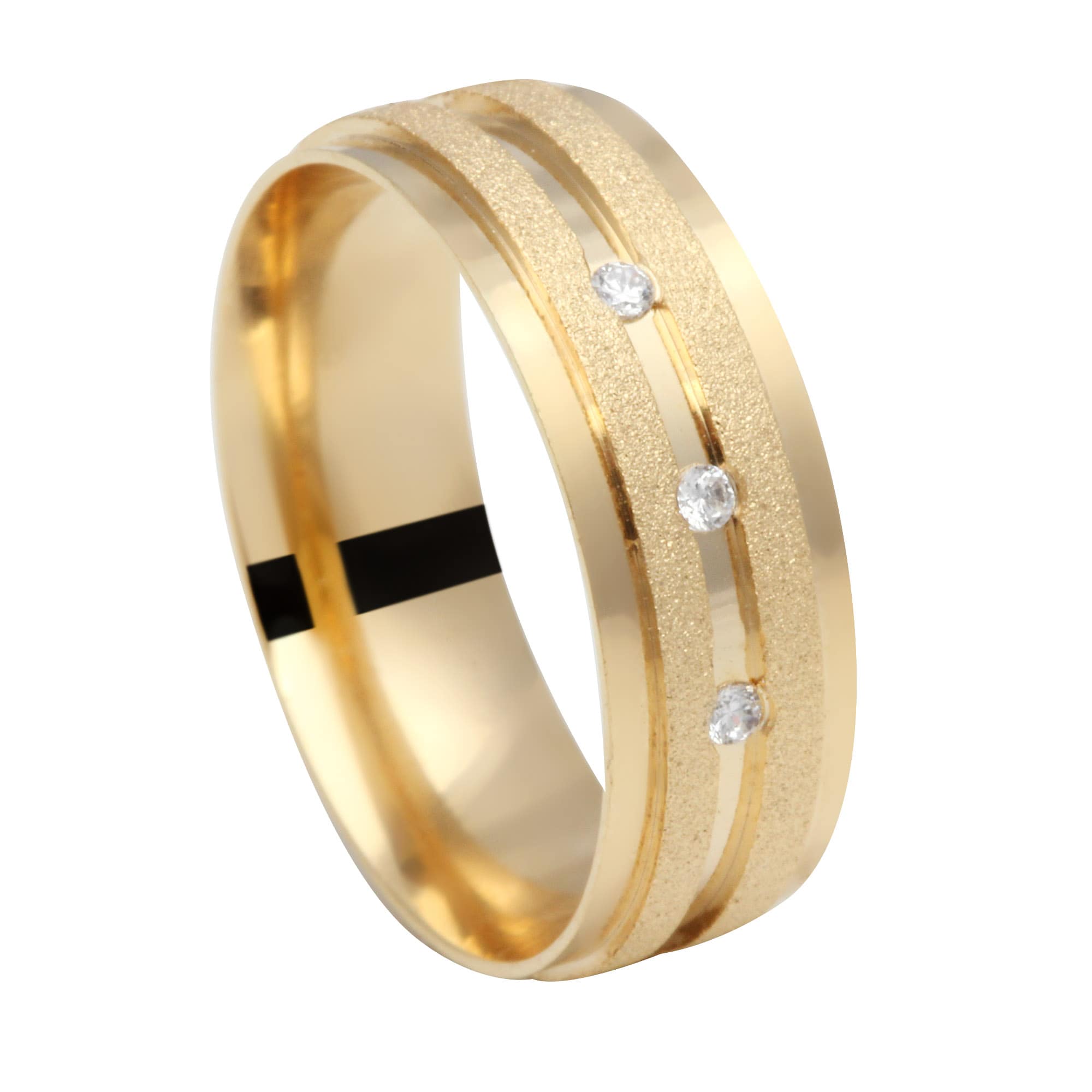 Aliança Comfort com Pedras e Detalhes Diamantados Ouro 18k