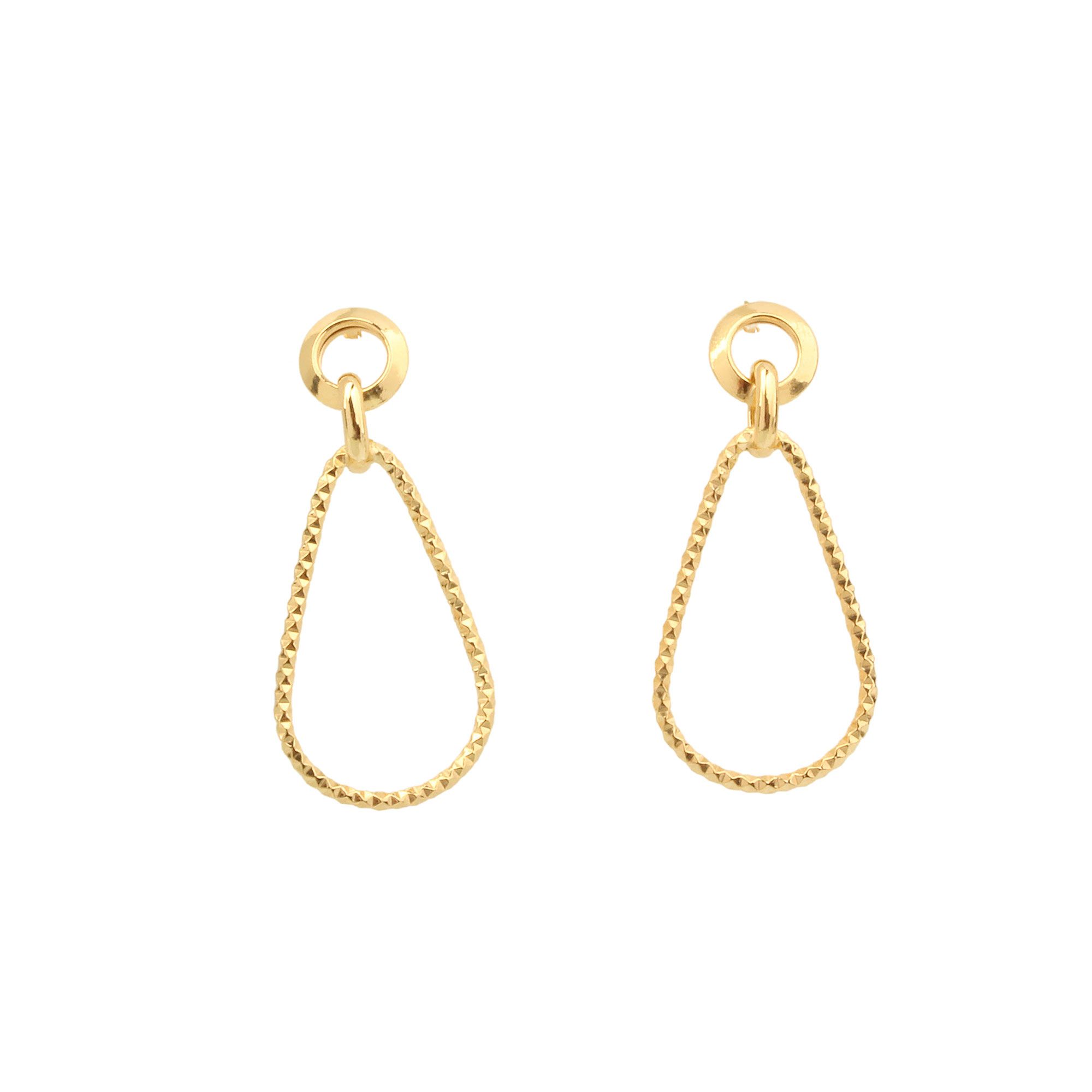 Brinco Gota Diamantada Ouro 18k