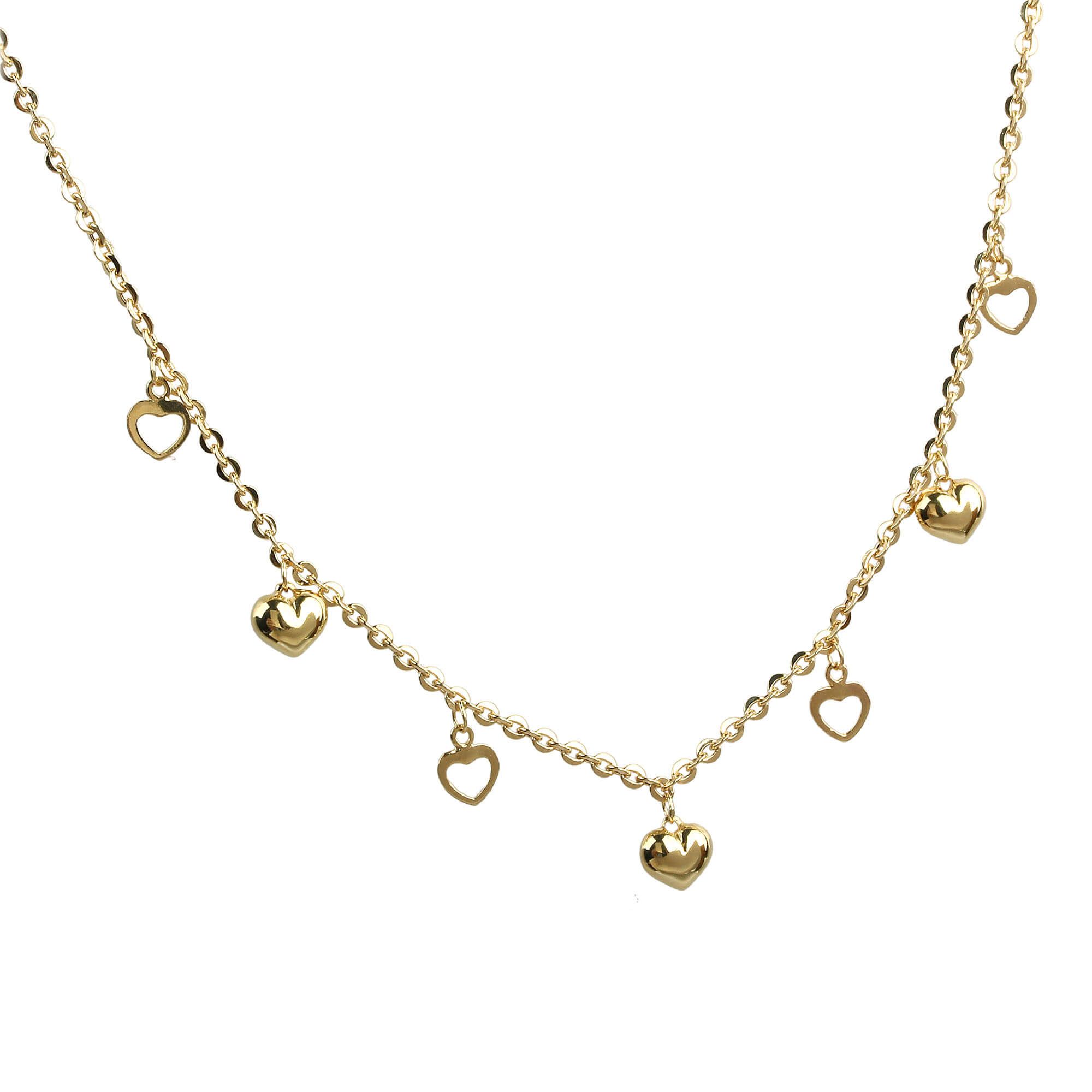 Choker Mix de Corações Ouro 18k