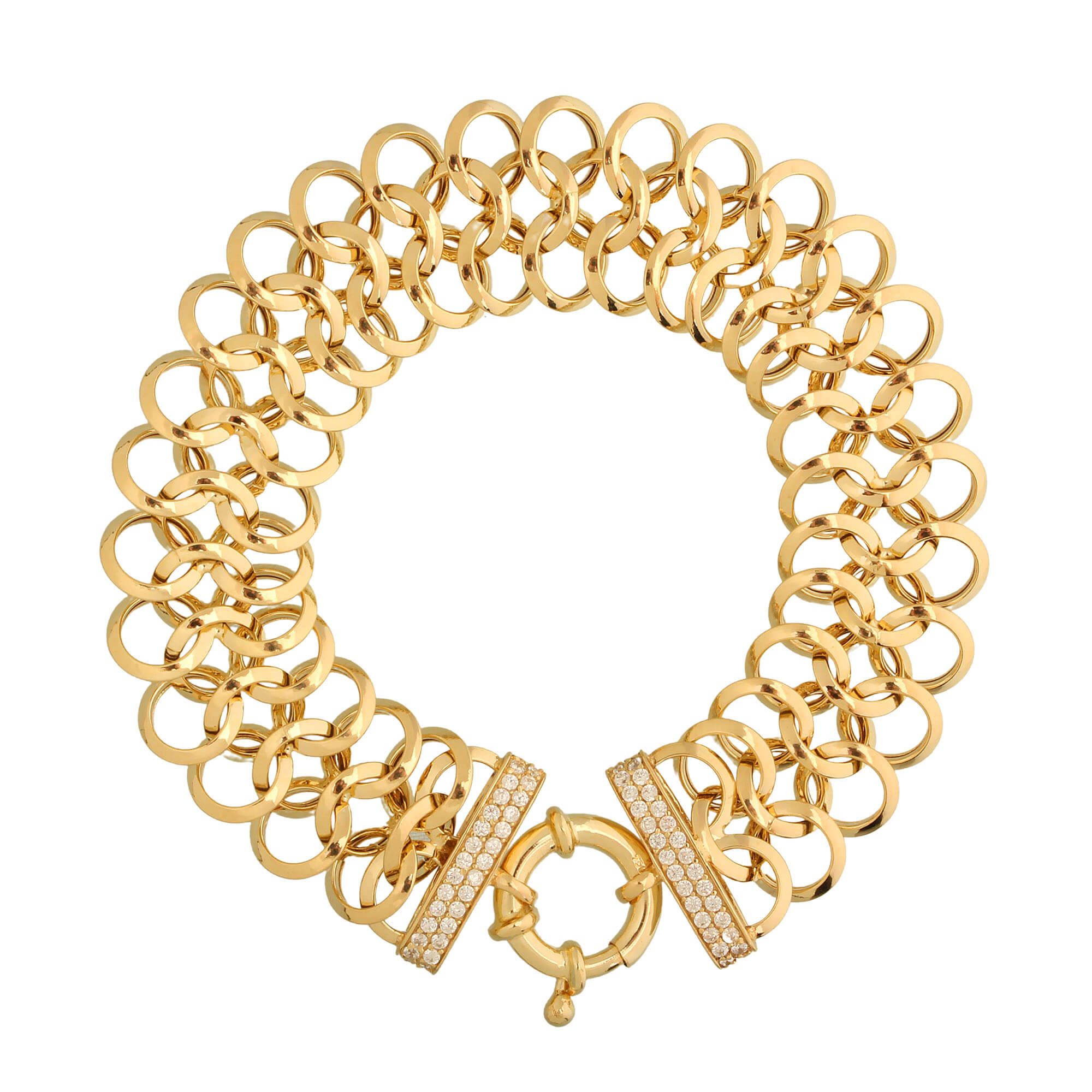 Pulseira Escama de Peixe 21cm Ouro 18k