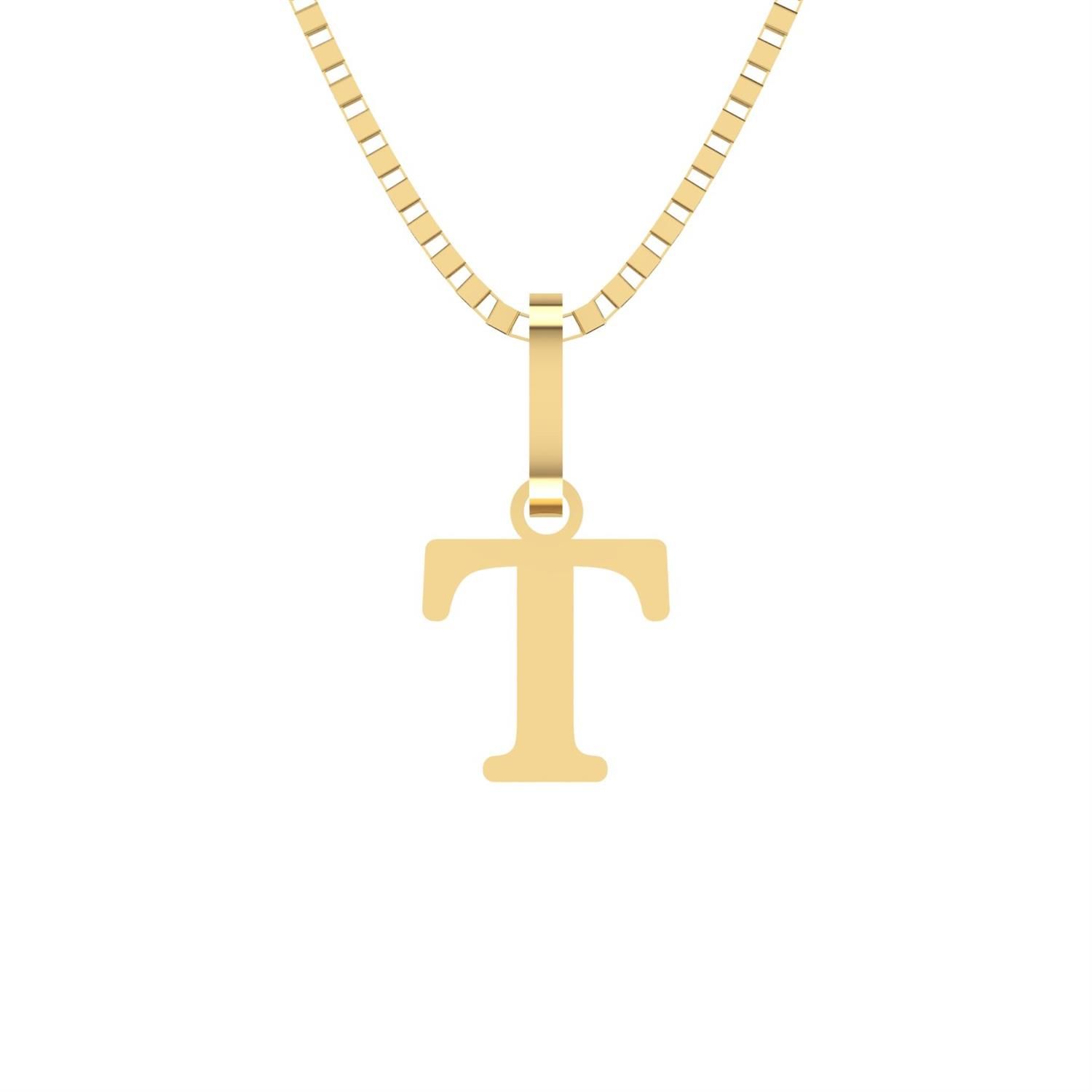 Pingente Letra T Pequena Ouro 18k