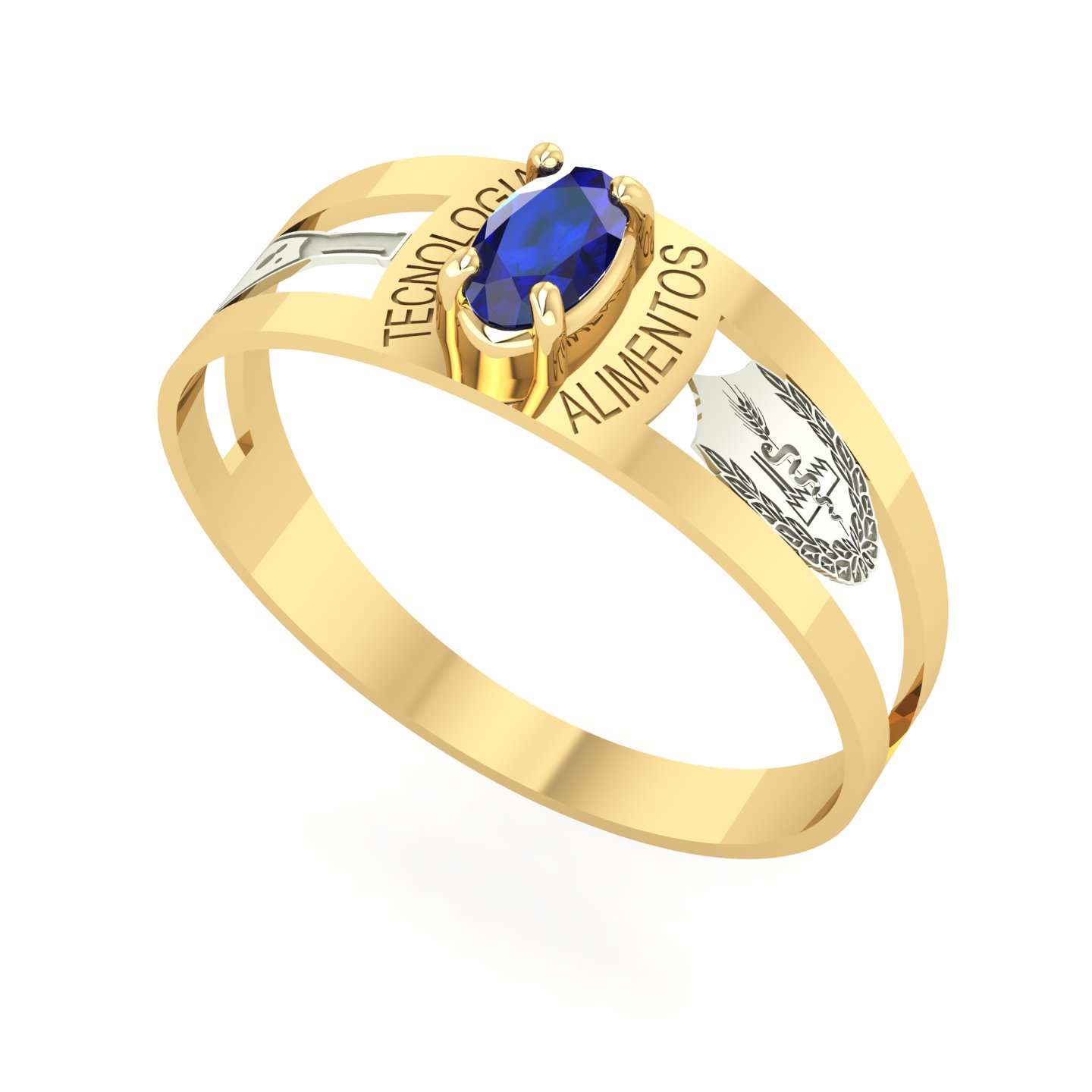 Anel Formatura Tecnologia em Alimentos Oval 3mm x 5mm Ouro 18k